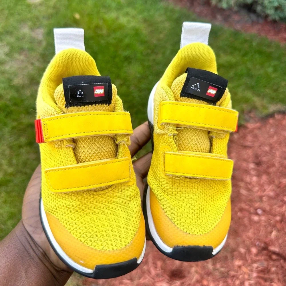 Adidas x LEGO Sport Toddler Boy Shoes Size 10 Yellow Black Sneakers